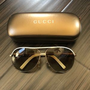 Gucci aviators, gold and white